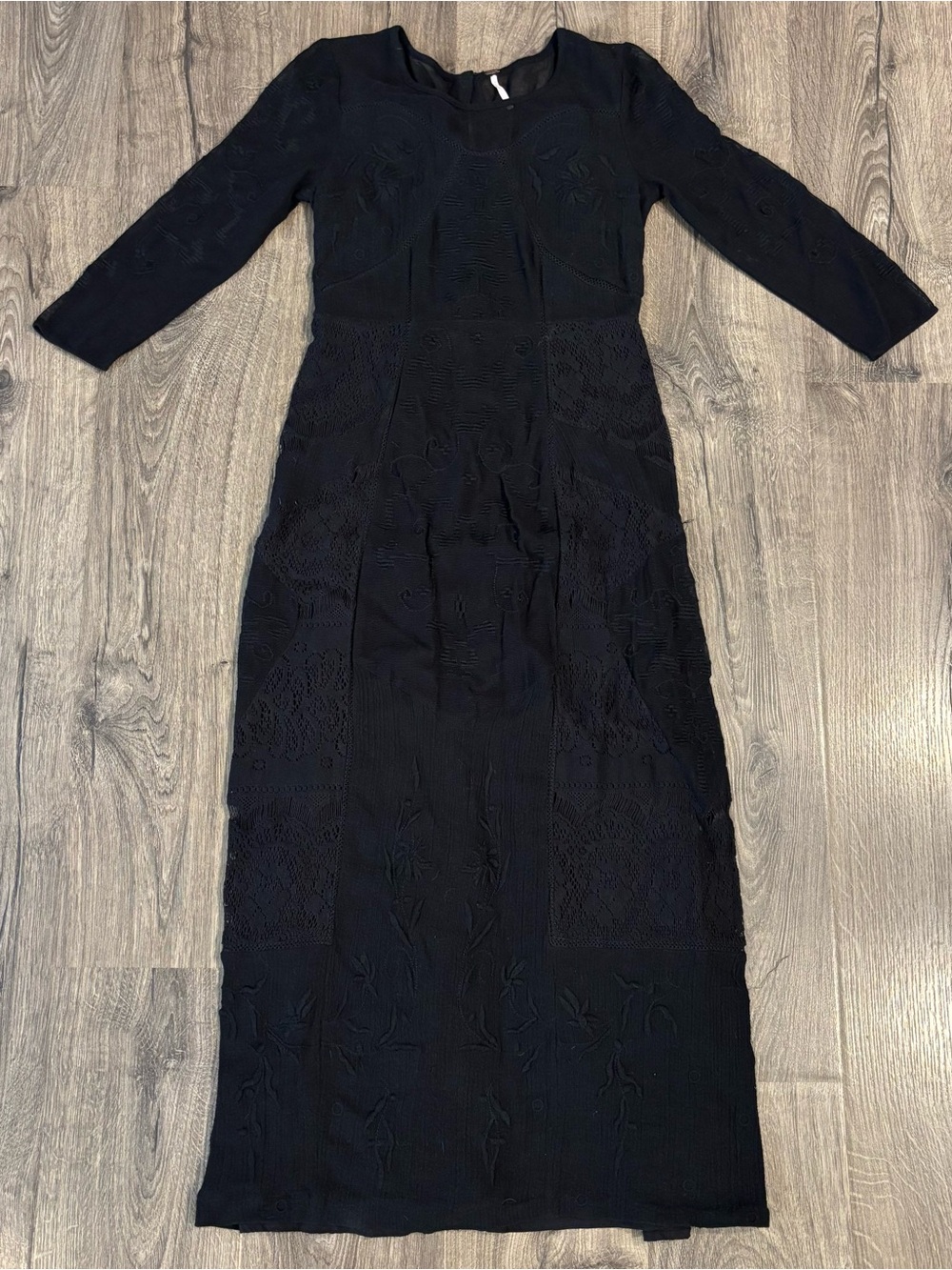 FP Free People Black Say You Love Me Cotton Lace Button Back Maxi Dress size 4